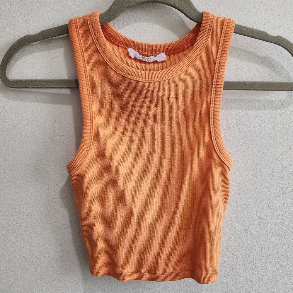 Orange Ribbed Tank Top